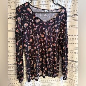 Old Navy Black Floral Paisley Blouse